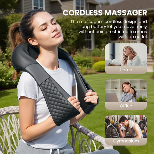 Cordless Neck Back Massager with Heat, 4D Shiatsu Shoulder Massager for Pain Relief, Gifts for Mom Dad