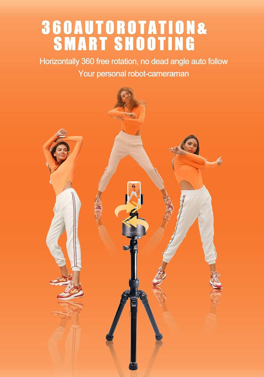 Apai Genie Ii - Auto Tracking Smartphone Holder - Handsfree Face Tracking Camera Stand - Smart Selfie Stick 360° Rotation for Live Stream, Videos and Photos Black