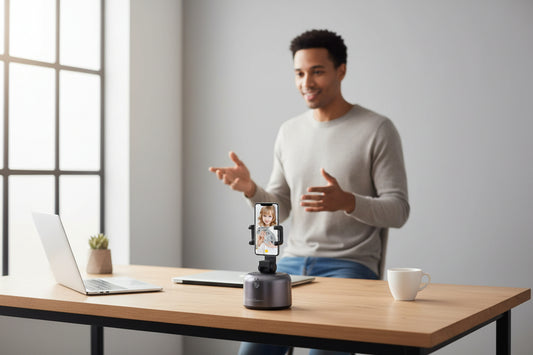 Apai Genie Ii - Auto Tracking Smartphone Holder - Handsfree Face Tracking Camera Stand - Smart Selfie Stick 360° Rotation for Live Stream, Videos and Photos Black